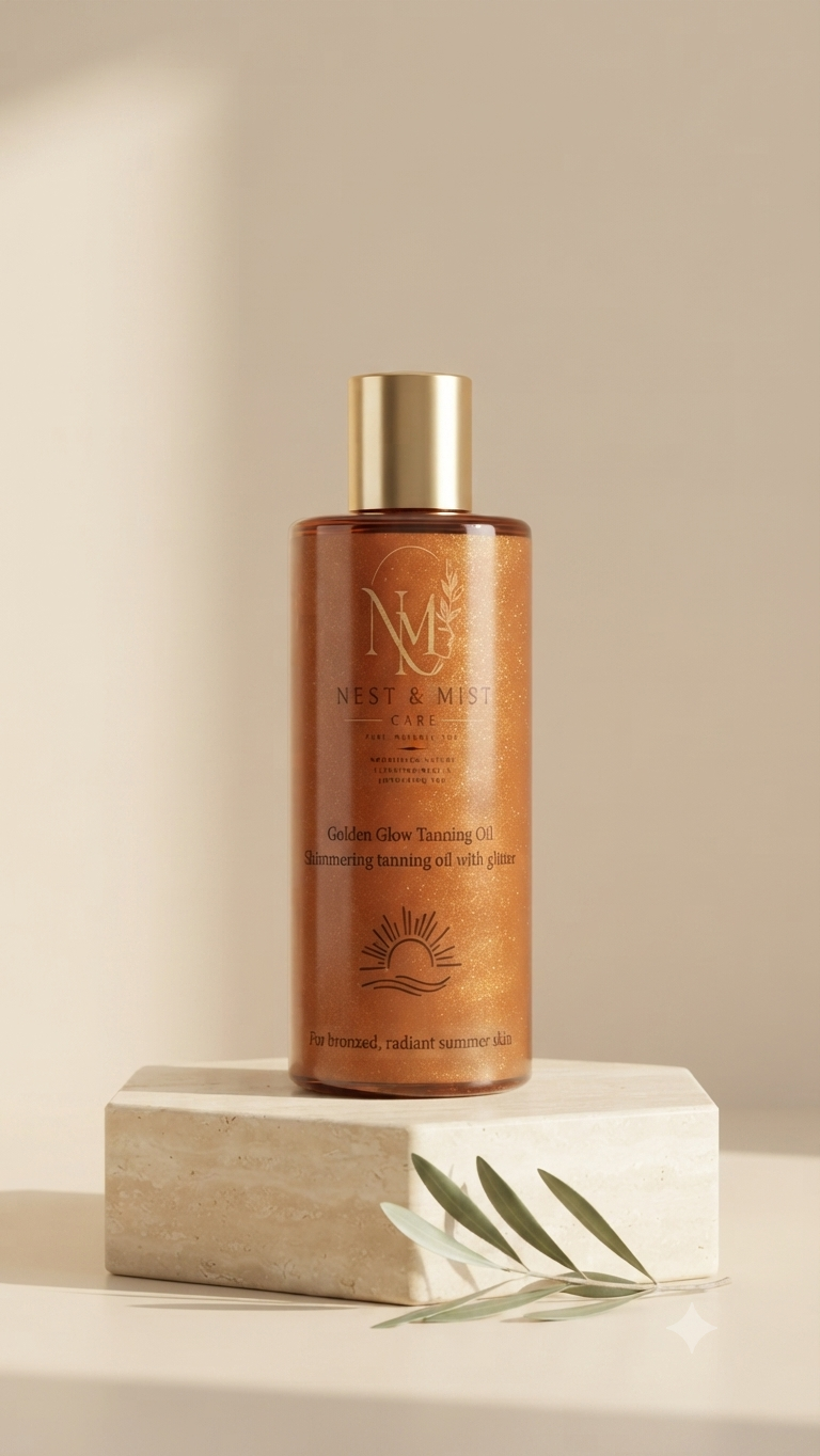 Tanning oil with glitter